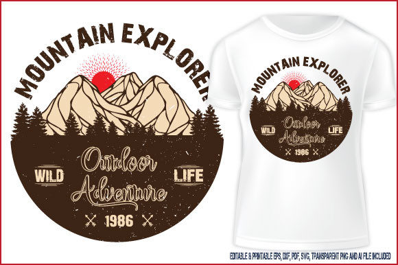 Adventure T-shirt Mountain Vector Graphics
