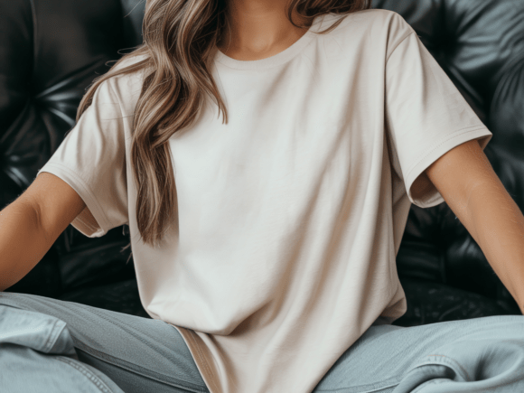 Beige Oversized T-Shirt Mockup Photo