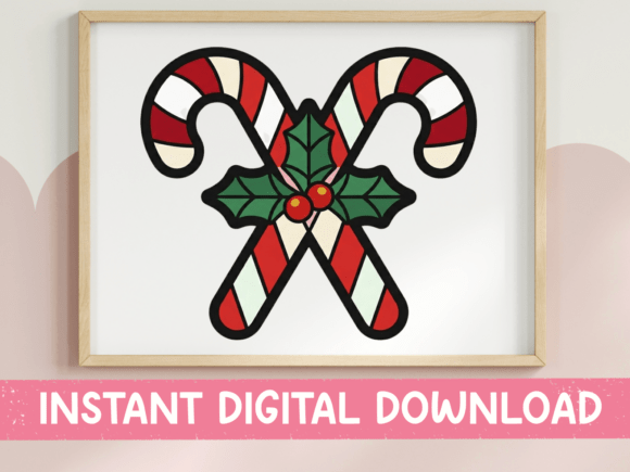 Crossed Candy Canes Holly Sticker