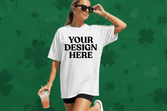 Green Pattern Background T-Shirt Mockup