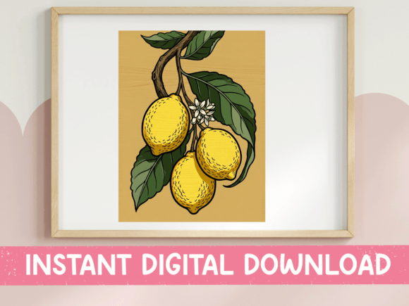 Illustrated Lemon Branch Botanical Art Graphics