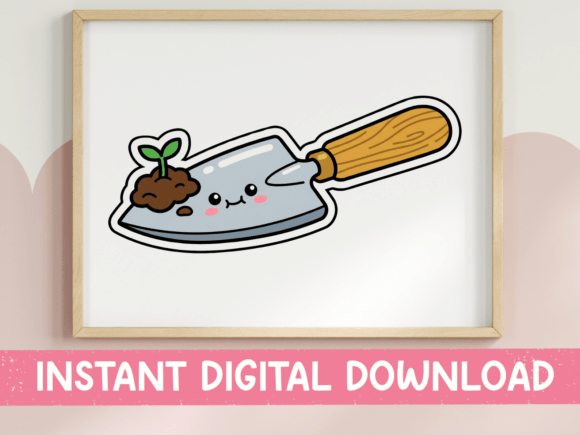 Kawaii Garden Trowel with Seedling Graphics