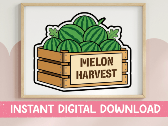 Melon Harvest Farm Crate Sticker Design: Graphics for T-Shirt Designs