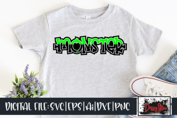Monster on Grey T-Shirt Graphics