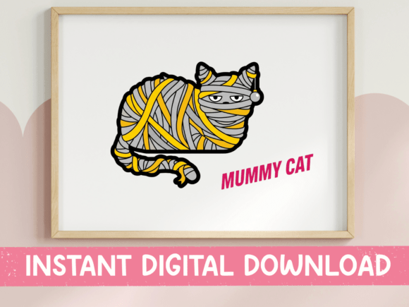 Mummy Cat Halloween Sticker: Graphics for T-Shirt Designs