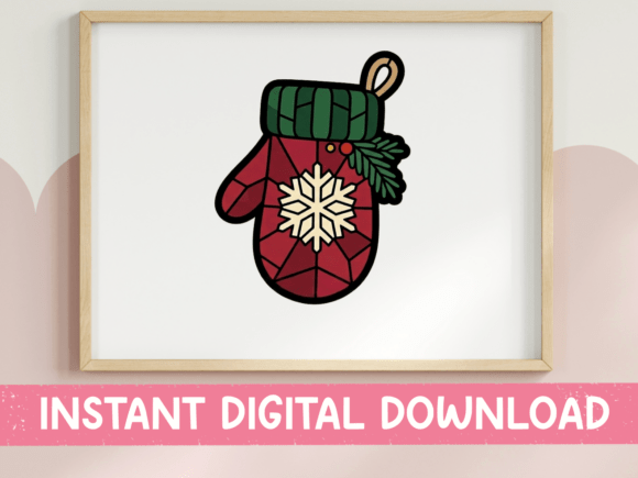 Stained Glass Christmas Mitten Design Graphics